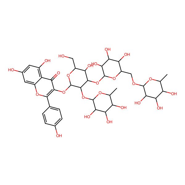 2D Structure of 5,7-Dihydroxy-3-[5-hydroxy-6-(hydroxymethyl)-3-(3,4,5-trihydroxy-6-methyloxan-2-yl)oxy-4-[3,4,5-trihydroxy-6-[(3,4,5-trihydroxy-6-methyloxan-2-yl)oxymethyl]oxan-2-yl]oxyoxan-2-yl]oxy-2-(4-hydroxyphenyl)chromen-4-one