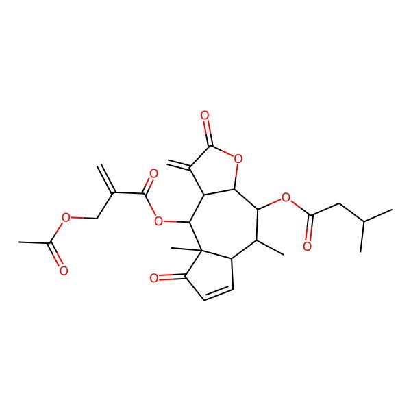 2D Structure of [(3aS,4R,5S,5aS,8aR,9S,9aS)-9-[2-(acetyloxymethyl)prop-2-enoyloxy]-5,8a-dimethyl-1-methylidene-2,8-dioxo-3a,4,5,5a,9,9a-hexahydroazuleno[6,7-b]furan-4-yl] 3-methylbutanoate