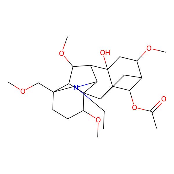 2D Structure of [11-Ethyl-8-hydroxy-6,16,18-trimethoxy-13-(methoxymethyl)-11-azahexacyclo[7.7.2.12,5.01,10.03,8.013,17]nonadecan-4-yl] acetate