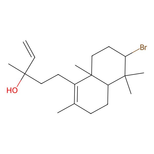 2D Structure of (3R)-5-[(4aS,6R,8aR)-6-bromo-2,5,5,8a-tetramethyl-3,4,4a,6,7,8-hexahydronaphthalen-1-yl]-3-methylpent-1-en-3-ol