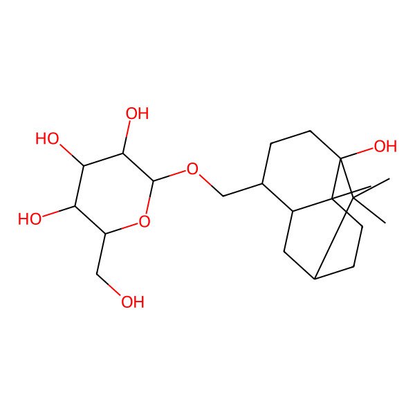 2D Structure of (2R,3S,4S,5R,6R)-2-(hydroxymethyl)-6-[[(1R,3S,4S,7R,8S)-7-hydroxy-8,11,11-trimethyl-4-tricyclo[5.3.1.03,8]undecanyl]methoxy]oxane-3,4,5-triol