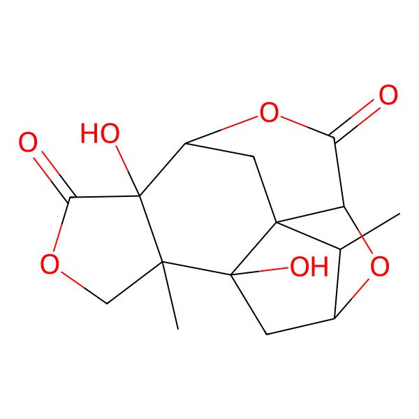 2D Structure of (1R,2R,3S,7R,8S,11R,13R,14S)-2,7-dihydroxy-3,14-dimethyl-5,9,12-trioxapentacyclo[6.6.1.12,13.01,11.03,7]hexadecane-6,10-dione