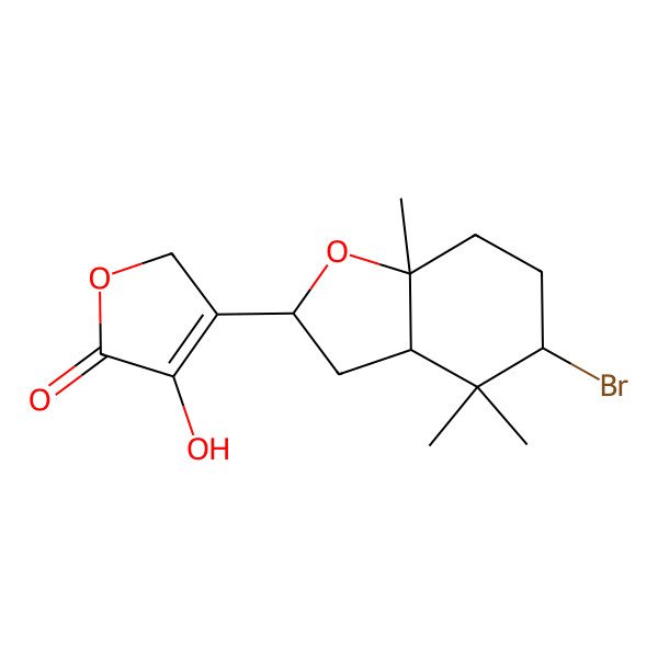 2D Structure of 3-[(2R,5S,7aS)-5-bromo-4,4,7a-trimethyl-2,3,3a,5,6,7-hexahydro-1-benzofuran-2-yl]-4-hydroxy-2H-furan-5-one