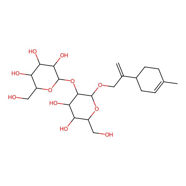 2D Structure of 2-[4,5-Dihydroxy-6-(hydroxymethyl)-2-[2-(4-methylcyclohex-3-en-1-yl)prop-2-enoxy]oxan-3-yl]oxy-6-(hydroxymethyl)oxane-3,4,5-triol
