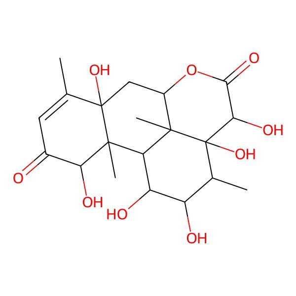 2D Structure of 3,7,12,13,15,16-Hexahydroxy-2,6,14,17-tetramethyl-10-oxatetracyclo[7.7.1.02,7.013,17]heptadec-5-ene-4,11-dione