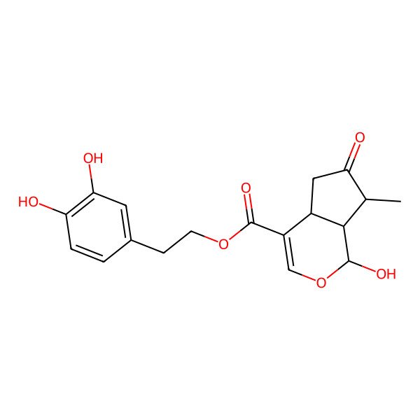 2D Structure of 2-(3,4-dihydroxyphenyl)ethyl 1-hydroxy-7-methyl-6-oxo-4a,5,7,7a-tetrahydro-1H-cyclopenta[c]pyran-4-carboxylate