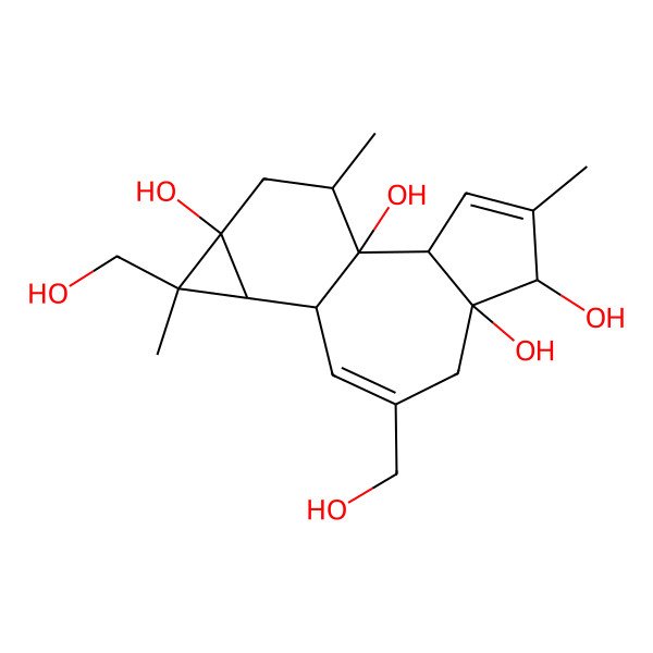 2D Structure of 8,12-Bis(hydroxymethyl)-4,12,15-trimethyltetracyclo[8.5.0.02,6.011,13]pentadeca-3,8-diene-1,5,6,13-tetrol
