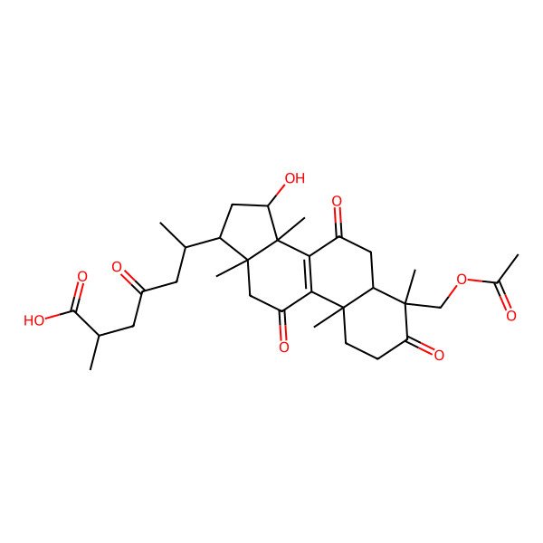 2D Structure of 6-[4-(Acetyloxymethyl)-15-hydroxy-4,10,13,14-tetramethyl-3,7,11-trioxo-1,2,5,6,12,15,16,17-octahydrocyclopenta[a]phenanthren-17-yl]-2-methyl-4-oxoheptanoic acid
