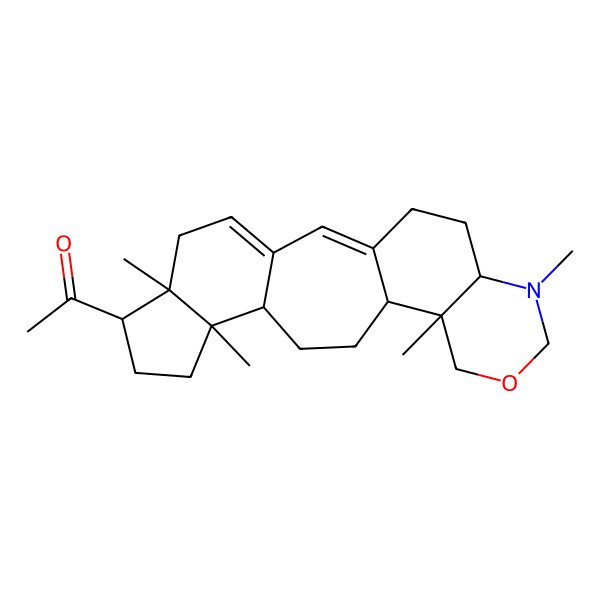 2D Structure of 1-[(6R,7S,10S,11R,14R,15R,20R)-6,10,15,19-tetramethyl-17-oxa-19-azapentacyclo[12.8.0.03,11.06,10.015,20]docosa-1,3-dien-7-yl]ethanone