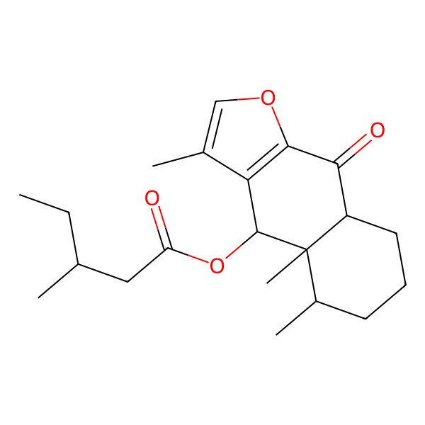 2D Structure of [(4R,4aR,5S,8aR)-3,4a,5-trimethyl-9-oxo-4,5,6,7,8,8a-hexahydrobenzo[f][1]benzofuran-4-yl] (3R)-3-methylpentanoate