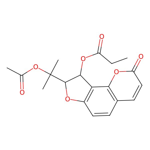 2D Structure of [8-(2-Acetyloxypropan-2-yl)-2-oxo-8,9-dihydrofuro[2,3-h]chromen-9-yl] propanoate