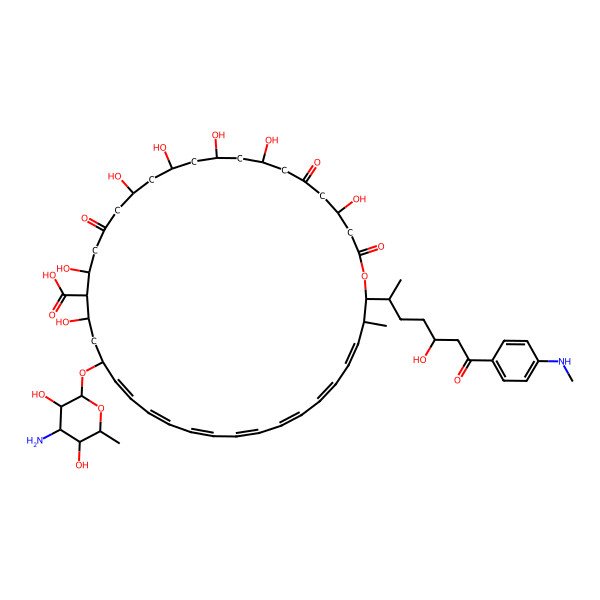 2D Structure of (23Z,25Z,27Z,29Z,31Z,33Z,35Z)-22-[(2R,3S,4S,5S)-4-amino-3,5-dihydroxy-6-methyloxan-2-yl]oxy-4,8,10,12,14,18,20-heptahydroxy-38-[5-hydroxy-7-[4-(methylamino)phenyl]-7-oxoheptan-2-yl]-37-methyl-2,6,16-trioxo-1-oxacyclooctatriaconta-23,25,27,29,31,33,35-heptaene-19-carboxylic acid