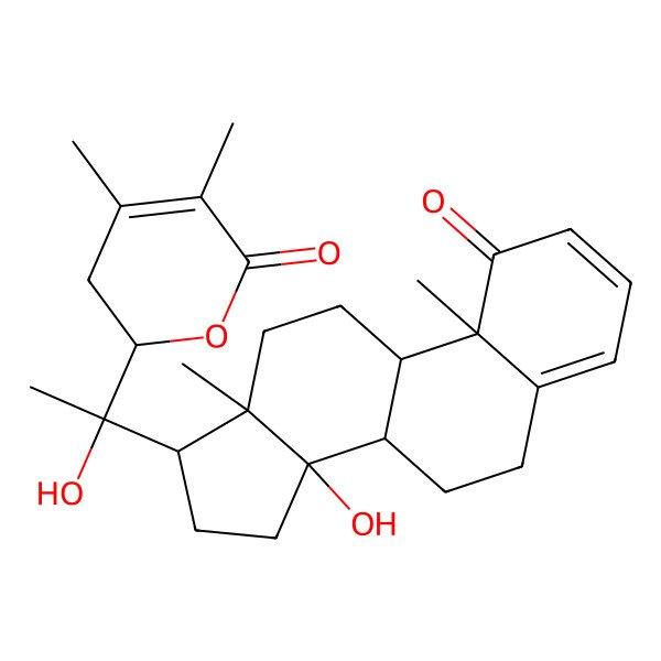 2D Structure of (2R)-2-[(1R)-1-hydroxy-1-[(8R,9S,10R,13R,14R,17S)-14-hydroxy-10,13-dimethyl-1-oxo-7,8,9,11,12,15,16,17-octahydro-6H-cyclopenta[a]phenanthren-17-yl]ethyl]-4,5-dimethyl-2,3-dihydropyran-6-one