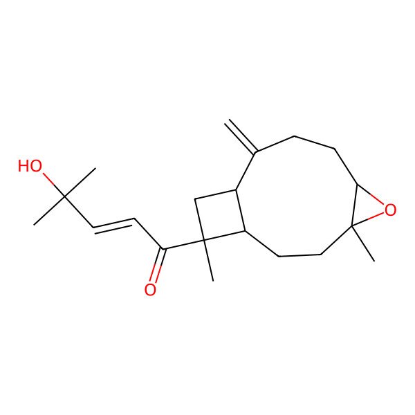 2D Structure of 1-(4,12-Dimethyl-9-methylidene-5-oxatricyclo[8.2.0.04,6]dodecan-12-yl)-4-hydroxy-4-methylpent-2-en-1-one