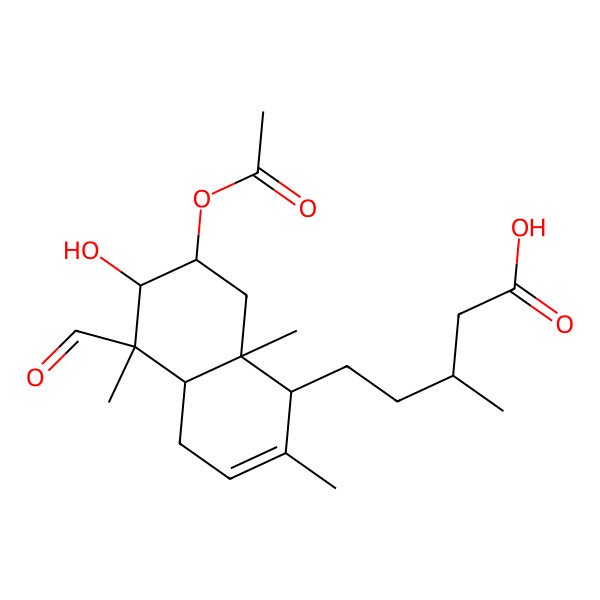 2D Structure of 5-(7-Acetyloxy-5-formyl-6-hydroxy-2,5,8a-trimethyl-1,4,4a,6,7,8-hexahydronaphthalen-1-yl)-3-methylpentanoic acid