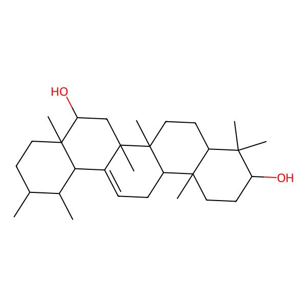 2D Structure of (3R,6aR,6bS,8S,8aS,11R,12S,14bR)-4,4,6a,6b,8a,11,12,14b-octamethyl-2,3,4a,5,6,7,8,9,10,11,12,12a,14,14a-tetradecahydro-1H-picene-3,8-diol