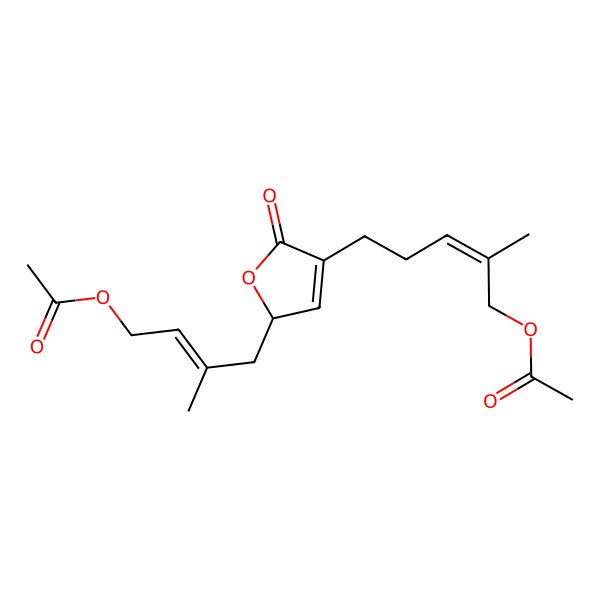 2D Structure of [(E)-4-[(2R)-4-[(E)-5-acetyloxy-4-methylpent-3-enyl]-5-oxo-2H-furan-2-yl]-3-methylbut-2-enyl] acetate