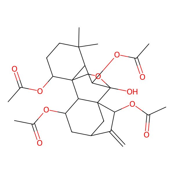 2D Structure of (3,7,10-Triacetyloxy-9-hydroxy-12,12-dimethyl-6-methylidene-17-oxapentacyclo[7.6.2.15,8.01,11.02,8]octadecan-15-yl) acetate