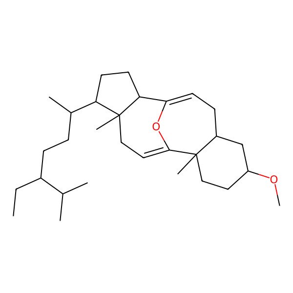 2D Structure of 14-(5-Ethyl-6-methylheptan-2-yl)-5-methoxy-2,15-dimethyl-18-oxatetracyclo[8.7.1.02,7.011,15]octadeca-1(17),9-diene