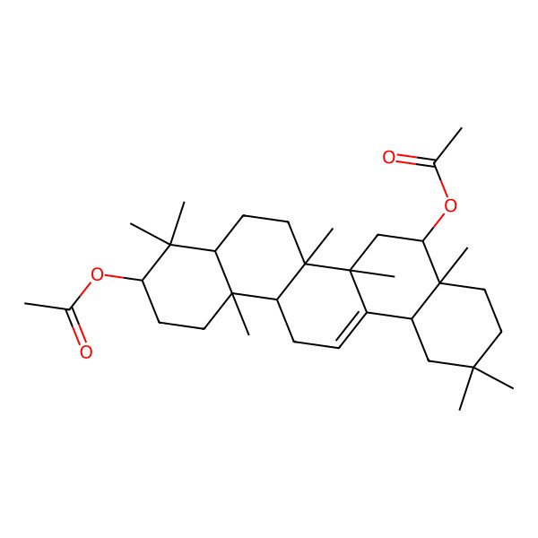 2D Structure of (8-Acetyloxy-4,4,6a,6b,8a,11,11,14b-octamethyl-1,2,3,4a,5,6,7,8,9,10,12,12a,14,14a-tetradecahydropicen-3-yl) acetate 2D Structure of (8-Acetyloxy-4,4,6a,6b,8a,11,11,14b-octamethyl-1,2,3,4a,5,6,7,8,9,10,12,12a,14,14a-tetradecahydropicen-3-yl) acetate