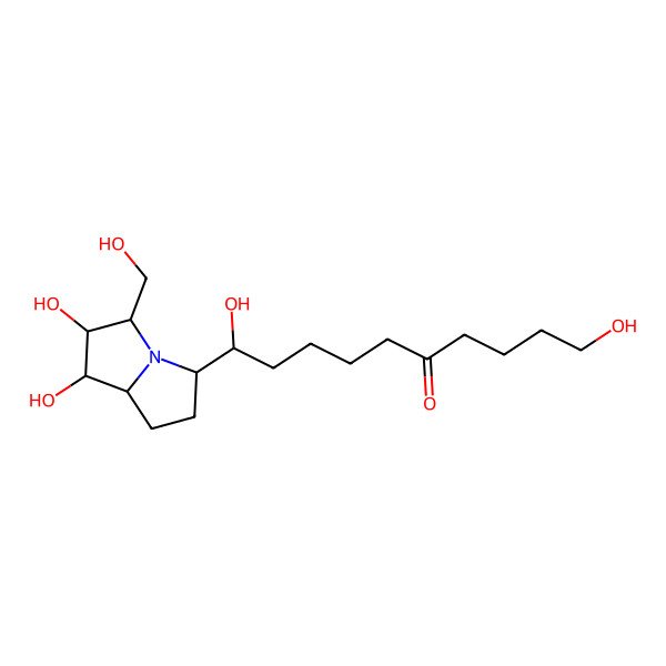 2D Structure of (10R)-10-[(3S,5R,6R,7R,8R)-6,7-dihydroxy-5-(hydroxymethyl)-2,3,5,6,7,8-hexahydro-1H-pyrrolizin-3-yl]-1,10-dihydroxydecan-5-one