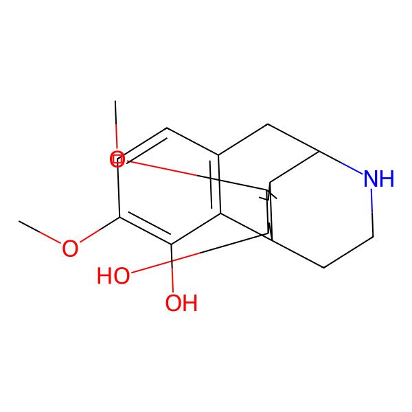 2D Structure of (1R,9S,10S,13R)-4,12-dimethoxy-17-azatetracyclo[7.5.3.01,10.02,7]heptadeca-2(7),3,5,11-tetraene-3,13-diol