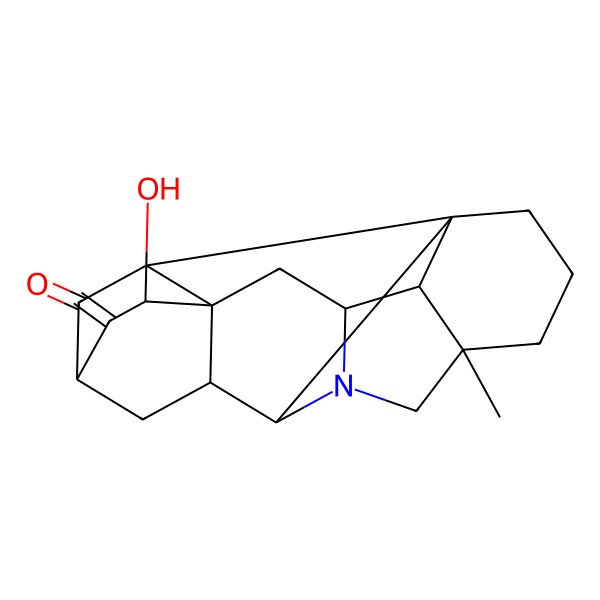 2D Structure of (1S,5S,8R,9S,11R,13R,14R,16S,17R,18S)-13-hydroxy-5-methyl-12-methylidene-7-azaheptacyclo[9.6.2.01,8.05,17.07,16.09,14.014,18]nonadecan-19-one