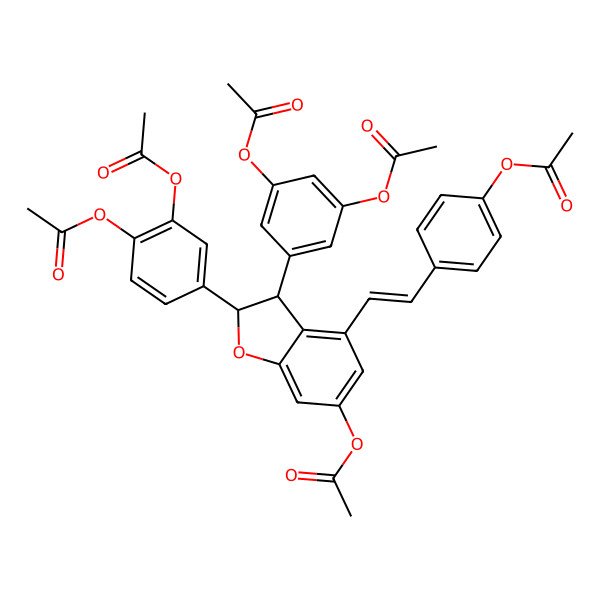 2D Structure of [4-[(E)-2-[(2R,3R)-6-acetyloxy-2-(3,4-diacetyloxyphenyl)-3-(3,5-diacetyloxyphenyl)-2,3-dihydro-1-benzofuran-4-yl]ethenyl]phenyl] acetate