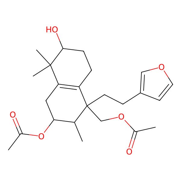 2D Structure of [(1R,2S,3R,6R)-3-acetyloxy-1-[2-(furan-3-yl)ethyl]-6-hydroxy-2,5,5-trimethyl-2,3,4,6,7,8-hexahydronaphthalen-1-yl]methyl acetate