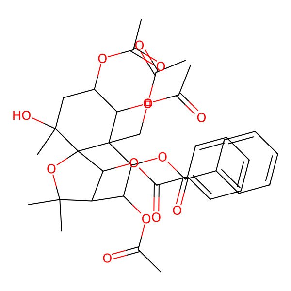 2D Structure of [(1S,2S,4S,5R,6S,7R,8S,9R,12R)-4,5,8-triacetyloxy-6-(acetyloxymethyl)-7-benzoyloxy-2-hydroxy-2,10,10-trimethyl-11-oxatricyclo[7.2.1.01,6]dodecan-12-yl] benzoate