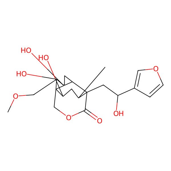 2D Structure of (1R,2R,3S,6S,7R,11R,13R)-7-[(2S)-2-(furan-3-yl)-2-hydroxyethyl]-2,3,11-trihydroxy-2-(methoxymethyl)-13-methyl-9-oxatricyclo[5.3.3.01,6]tridecan-8-one