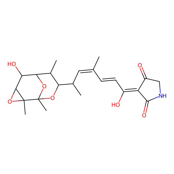 2D Structure of 3-[1-Hydroxy-6-(5-hydroxy-1,2,7-trimethyl-3,9,10-trioxatricyclo[4.3.1.02,4]decan-8-yl)-4-methylhepta-2,4-dienylidene]pyrrolidine-2,4-dione