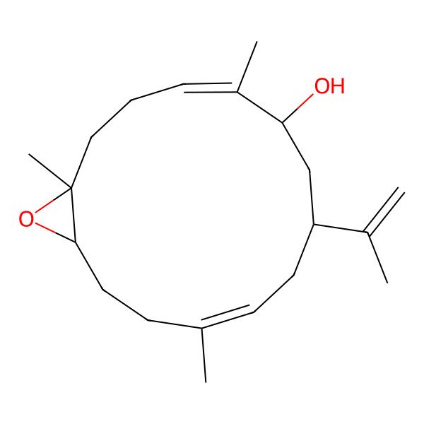 2D Structure of (1R,4E,6R,8R,10E,14R)-1,5,11-trimethyl-8-prop-1-en-2-yl-15-oxabicyclo[12.1.0]pentadeca-4,10-dien-6-ol