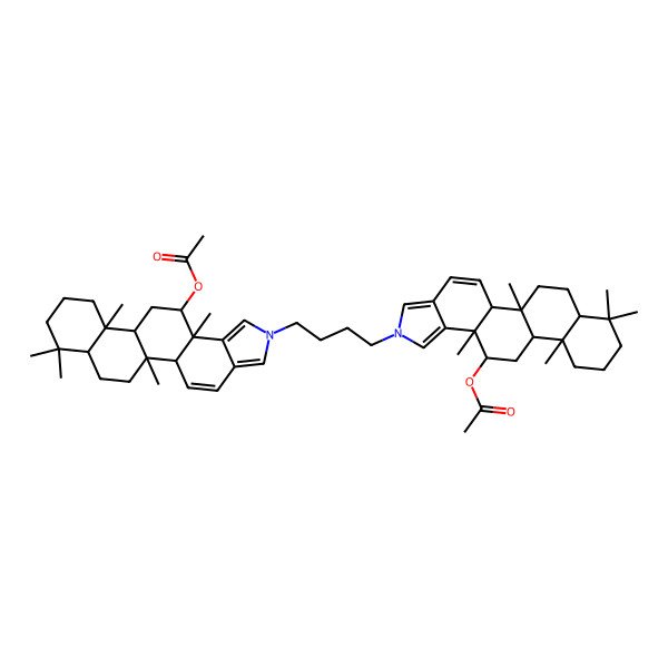 2D Structure of [(5aS,5bR,7aR,11aR,11bS,13R,13aS)-2-[4-[(5aS,5bS,7aR,11aR,11bR,13R,13aR)-13-acetyloxy-5b,8,8,11a,13a-pentamethyl-5a,6,7,7a,9,10,11,11b,12,13-decahydrophenanthro[2,1-e]isoindol-2-yl]butyl]-5b,8,8,11a,13a-pentamethyl-5a,6,7,7a,9,10,11,11b,12,13-decahydrophenanthro[2,1-e]isoindol-13-yl] acetate