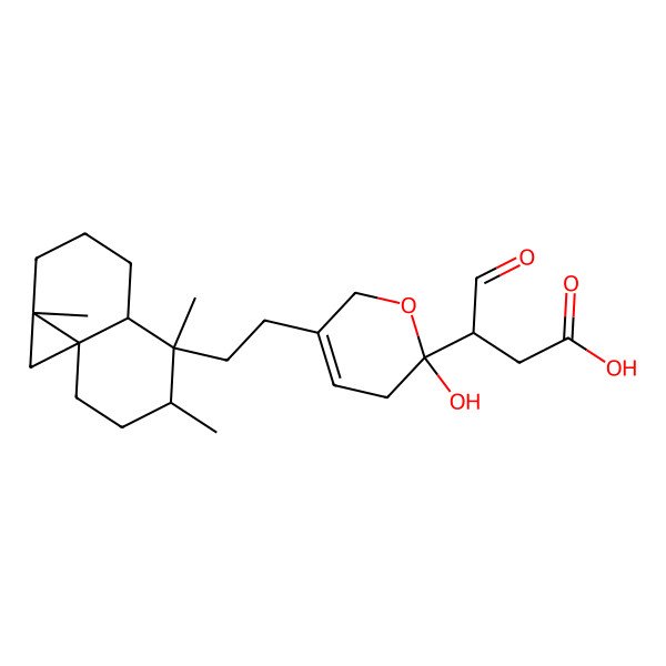 2D Structure of (3S)-3-[(6S)-3-[2-[(1aS,4aR,5S,6S,8aS)-1a,5,6-trimethyl-1,2,3,4,4a,6,7,8-octahydrocyclopropa[e]naphthalen-5-yl]ethyl]-6-hydroxy-2,5-dihydropyran-6-yl]-4-oxobutanoic acid