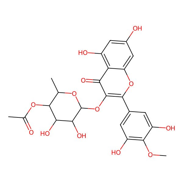 2D Structure of [(2S,3R,4S,5S,6S)-6-[2-(3,5-dihydroxy-4-methoxyphenyl)-5,7-dihydroxy-4-oxochromen-3-yl]oxy-4,5-dihydroxy-2-methyloxan-3-yl] acetate