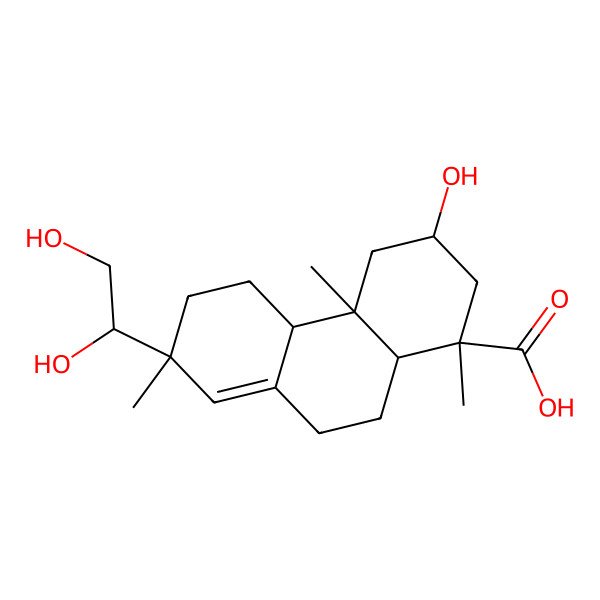 2D Structure of (1R,3R,4aR,4bS,7S,10aR)-7-[(1R)-1,2-dihydroxyethyl]-3-hydroxy-1,4a,7-trimethyl-3,4,4b,5,6,9,10,10a-octahydro-2H-phenanthrene-1-carboxylic acid