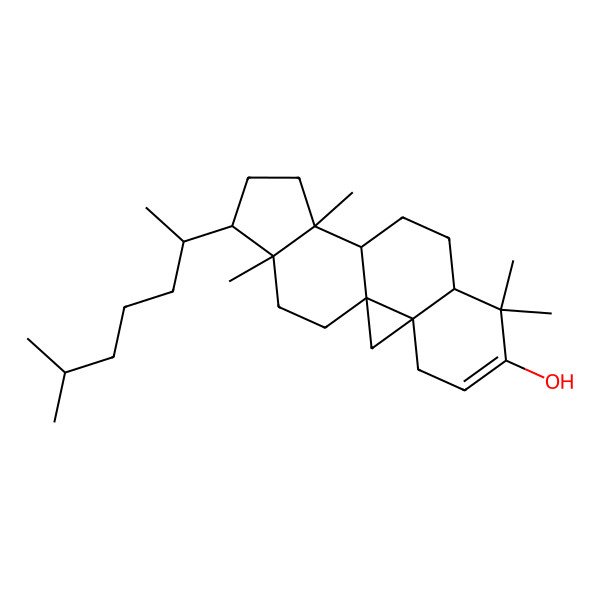 2D Structure of (1R,3S,8R,11S,12S,15S,16S)-7,7,12,16-tetramethyl-15-[(2R)-6-methylheptan-2-yl]pentacyclo[9.7.0.01,3.03,8.012,16]octadec-5-en-6-ol