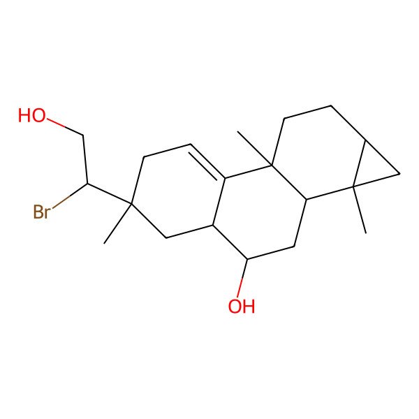 2D Structure of (1aS,1bR,3R,3aR,5S,7bR,9aR)-5-[(1S)-1-bromo-2-hydroxyethyl]-1a,5,7b-trimethyl-1,1b,2,3,3a,4,6,8,9,9a-decahydrocyclopropa[a]phenanthren-3-ol