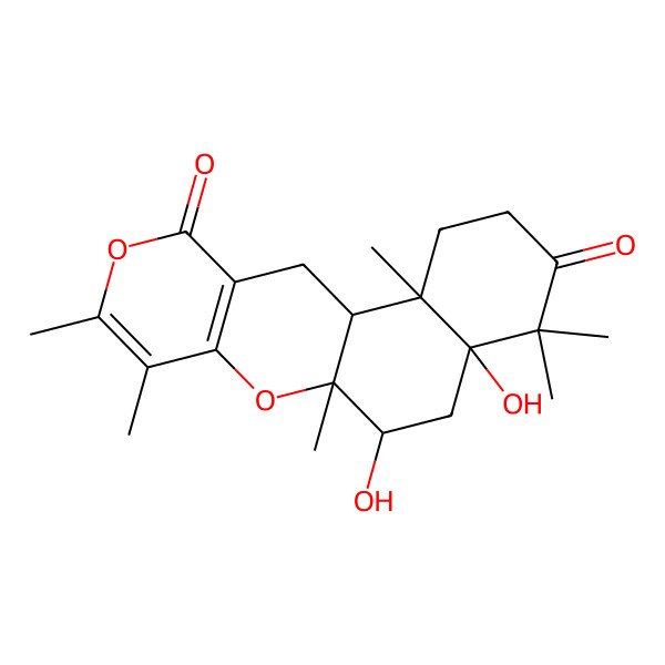 2D Structure of 7,9-Dihydroxy-2,6,6,10,13,14-hexamethyl-11,15-dioxatetracyclo[8.8.0.02,7.012,17]octadeca-12(17),13-diene-5,16-dione