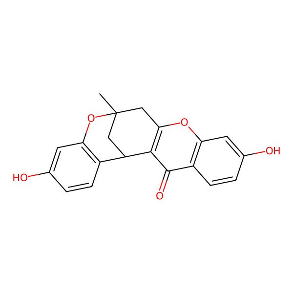 2D Structure of (1R,13R)-7,17-dihydroxy-13-methyl-10,14-dioxapentacyclo[11.7.1.02,11.04,9.015,20]henicosa-2(11),4(9),5,7,15(20),16,18-heptaen-3-one