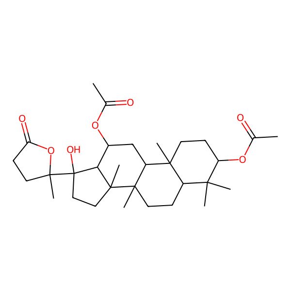 2D Structure of [(3R,5R,8R,9R,10R,12R,13R,14R,17R)-12-acetyloxy-17-hydroxy-4,4,8,10,14-pentamethyl-17-[(2S)-2-methyl-5-oxooxolan-2-yl]-1,2,3,5,6,7,9,11,12,13,15,16-dodecahydrocyclopenta[a]phenanthren-3-yl] acetate
