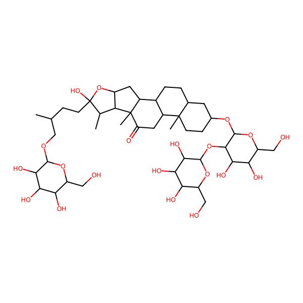 2D Structure of (1R,2S,4S,6S,7S,8R,9S,12S,13S,16S,18R)-16-[(2R,3R,4S,5R,6R)-4,5-dihydroxy-6-(hydroxymethyl)-3-[(2S,3R,4S,5S,6R)-3,4,5-trihydroxy-6-(hydroxymethyl)oxan-2-yl]oxyoxan-2-yl]oxy-6-hydroxy-7,9,13-trimethyl-6-[(3R)-3-methyl-4-[(2S,3R,4S,5S,6R)-3,4,5-trihydroxy-6-(hydroxymethyl)oxan-2-yl]oxybutyl]-5-oxapentacyclo[10.8.0.02,9.04,8.013,18]icosan-10-one