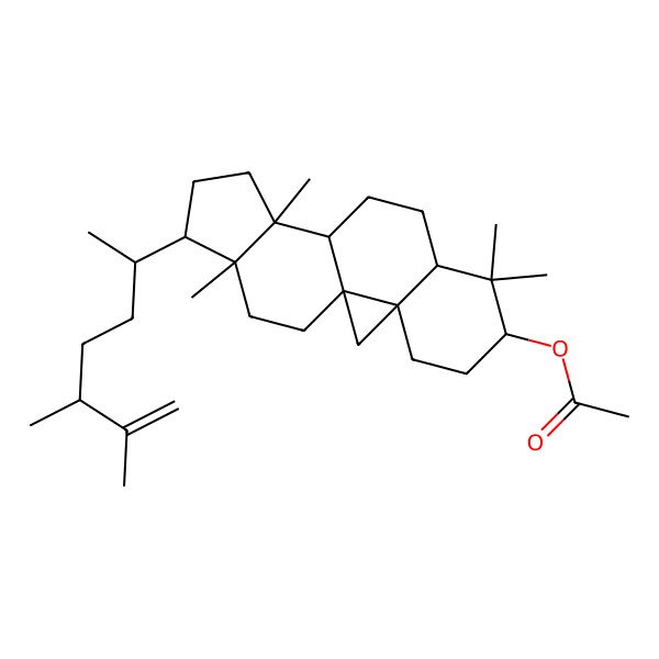 2D Structure of [15-(5,6-Dimethylhept-6-en-2-yl)-7,7,12,16-tetramethyl-6-pentacyclo[9.7.0.01,3.03,8.012,16]octadecanyl] acetate