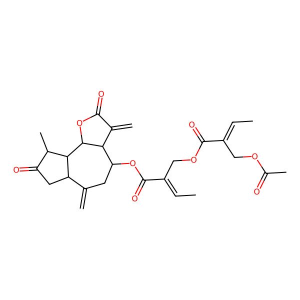 2D Structure of 2-[(9-Methyl-3,6-dimethylidene-2,8-dioxo-3a,4,5,6a,7,9,9a,9b-octahydroazuleno[4,5-b]furan-4-yl)oxycarbonyl]but-2-enyl 2-(acetyloxymethyl)but-2-enoate