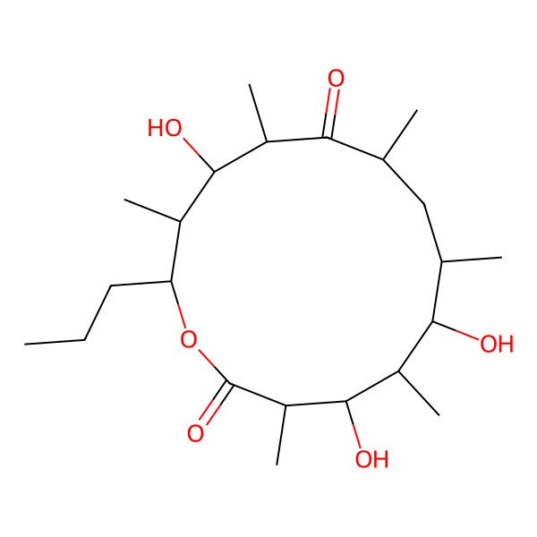 2D Structure of (3R,4S,5R,6S,7S,9R,11R,12S,13R,14R)-4,6,12-trihydroxy-3,5,7,9,11,13-hexamethyl-14-propyl-oxacyclotetradecane-2,10-dione