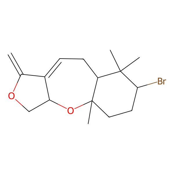 2D Structure of (7S,9aS,10aR)-7-bromo-6,6,9a-trimethyl-3-methylidene-5,5a,7,8,9,10a-hexahydro-1H-furo[3,4-b][1]benzoxepine