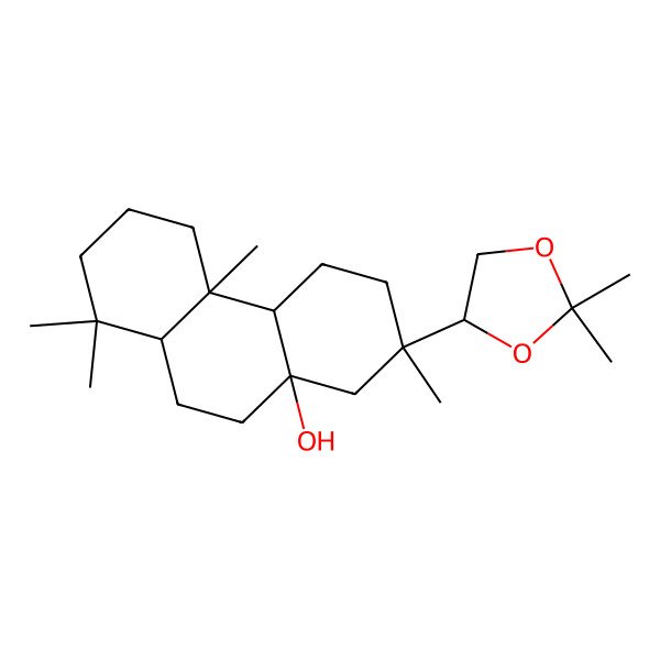 2D Structure of 7-(2,2-Dimethyl-1,3-dioxolan-4-yl)-1,1,4a,7-tetramethyl-2,3,4,4b,5,6,8,9,10,10a-decahydrophenanthren-8a-ol