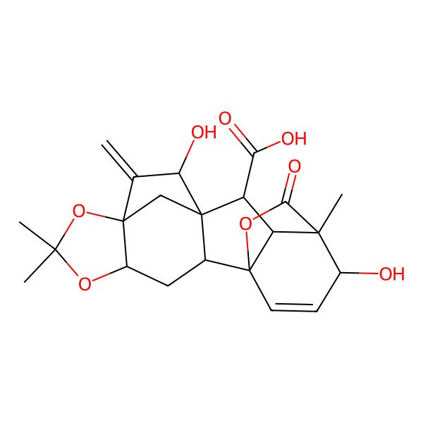 2D Structure of (1R,2R,4S,8S,10S,11R,12S,13R,14S,15S)-10,15-dihydroxy-6,6,14-trimethyl-9-methylidene-19-oxo-5,7,18-trioxahexacyclo[12.3.2.18,11.01,13.02,11.04,8]icos-16-ene-12-carboxylic acid
