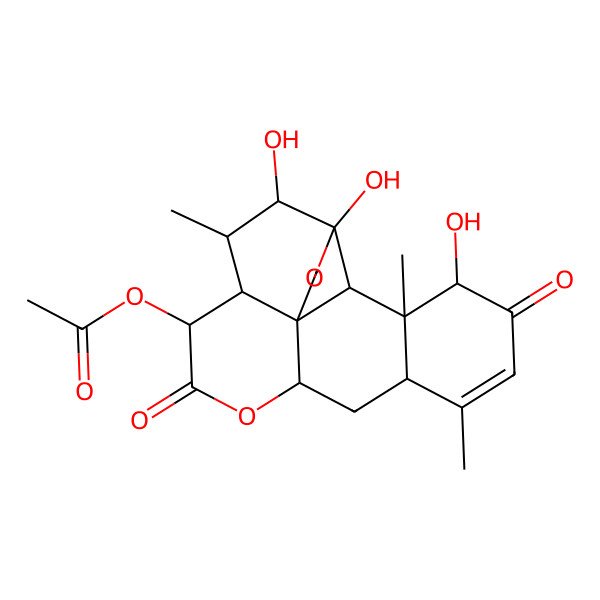 2D Structure of [(1S,4R,5R,6R,7S,8R,11R,13S,17R,18S,19R)-4,5,17-trihydroxy-6,14,18-trimethyl-9,16-dioxo-3,10-dioxapentacyclo[9.8.0.01,7.04,19.013,18]nonadec-14-en-8-yl] acetate